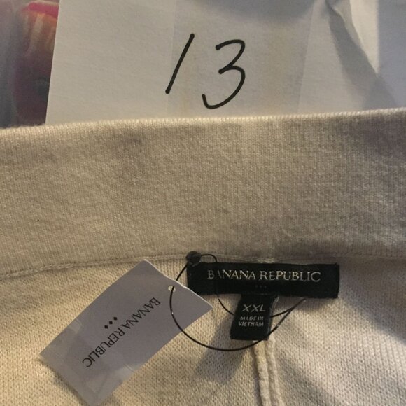 Banana Republic Womens XXL Faux Wrap Skirt Cream Knit  Elastic Waist Knee Length - Picture 11 of 11